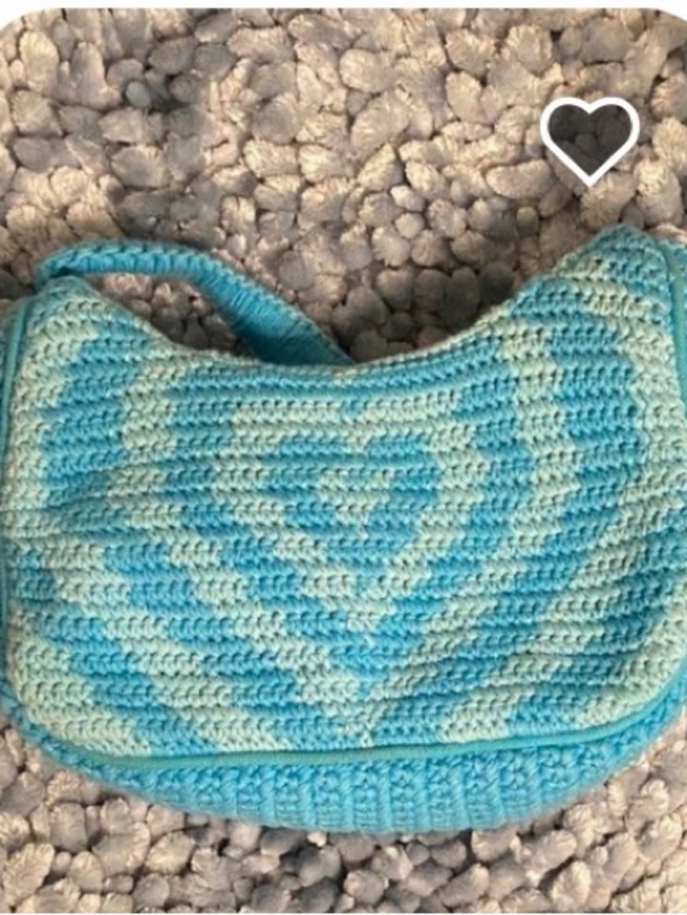 Hand-Crocheted Teal & Light Blue Shoulder Bag